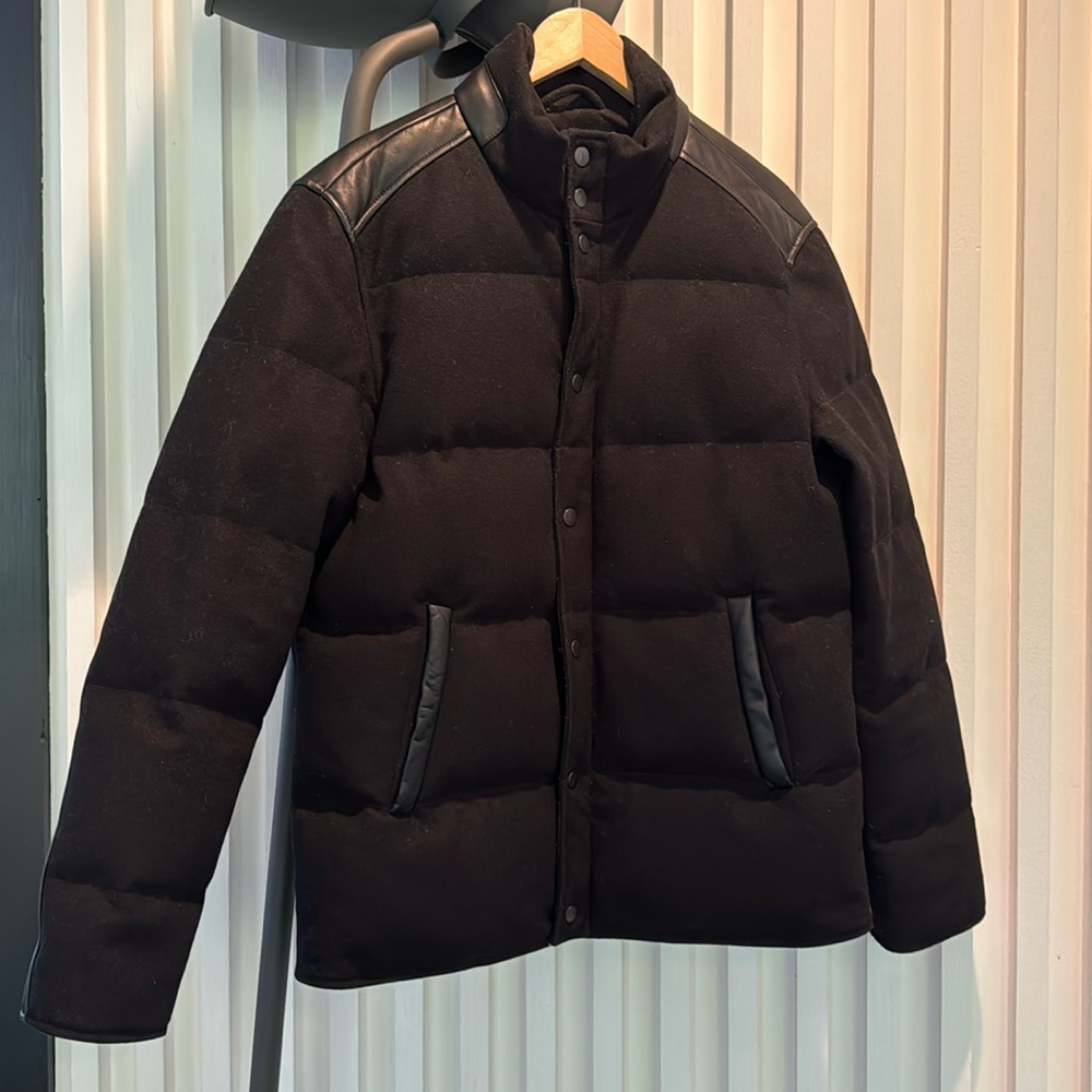 John Varvatos Wool Leather Down Jacket EU50 Men’s Medium